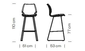 UNI 391M - Sled base high polypropylene stool with back by Et al. - view 3